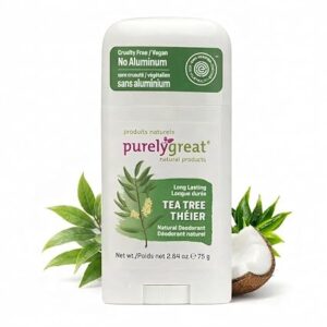 Natural Deodorant Stick - Tea Tree - EWG Verified™ - Vegan, Cruelty Free - No Aluminum, No Parabens - Essential Oils